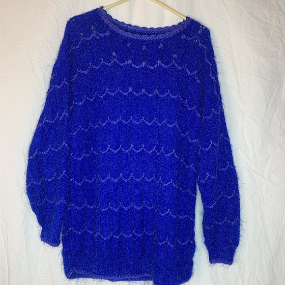 Puff Sleeve Basic Sweater Colbalt